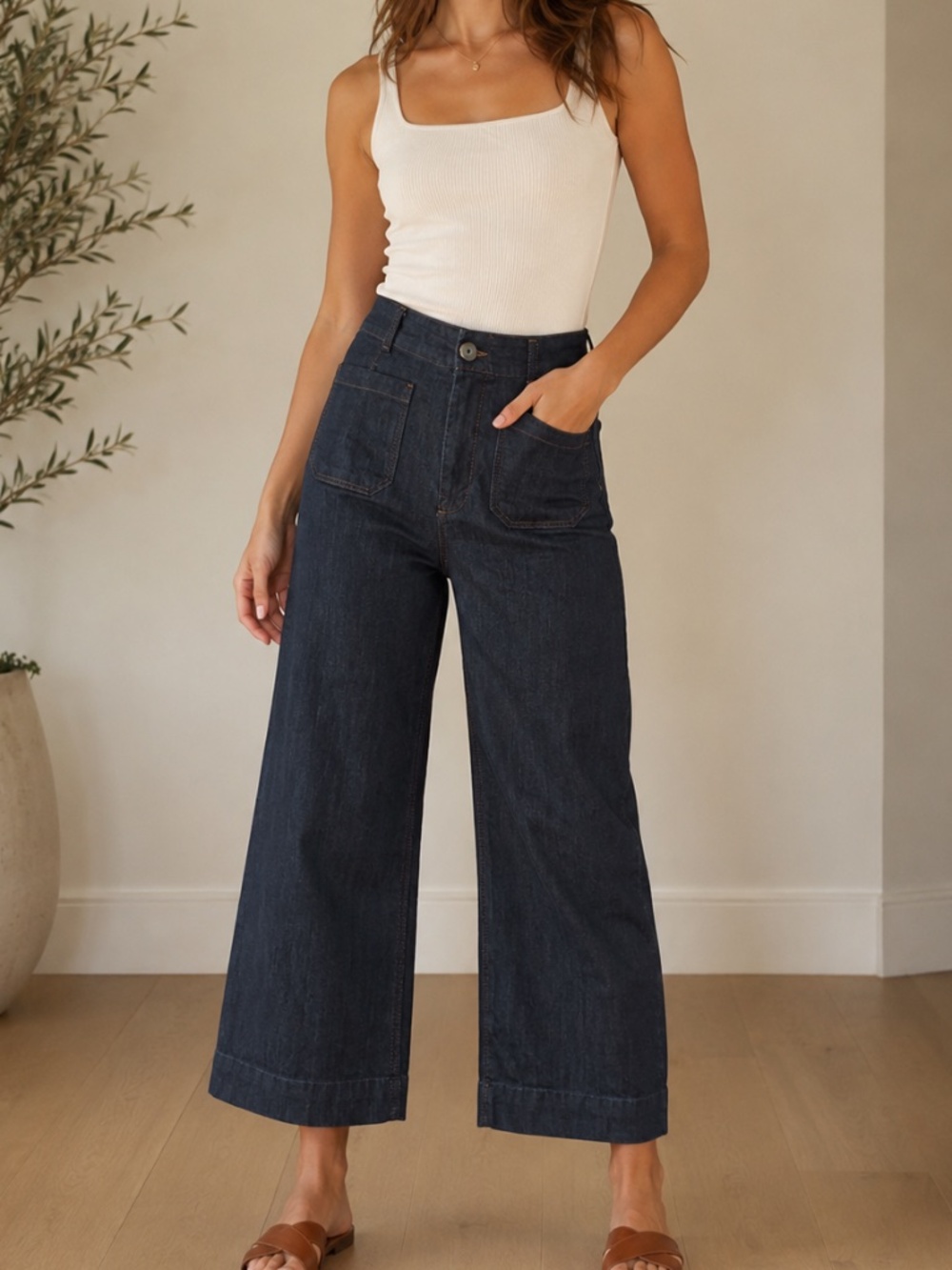 Maeve The Colette  High Rise Wide Leg Cropped Jeans